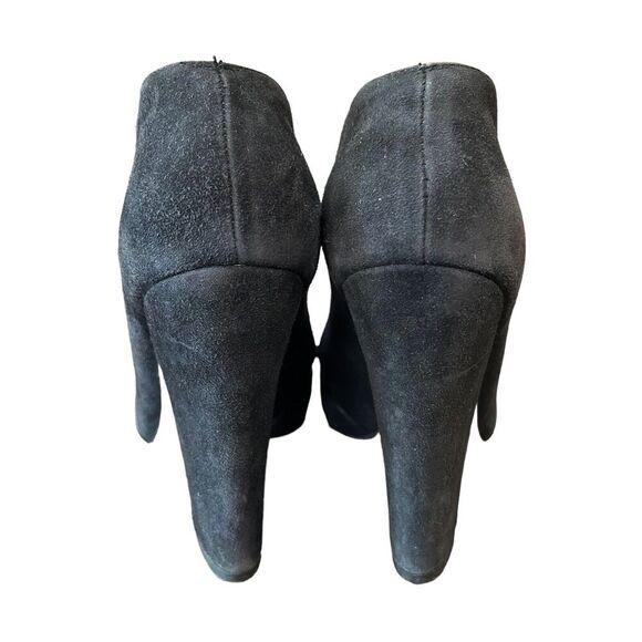 Alaia Paris D'Orsay Suede Pumps Size EU 37 US 6.5 Black Leather Chunk Heels‎ - Picture 3 of 9